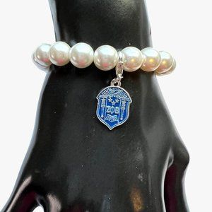Zeta Phi Beta Pearl Shield Elastic Bracelet